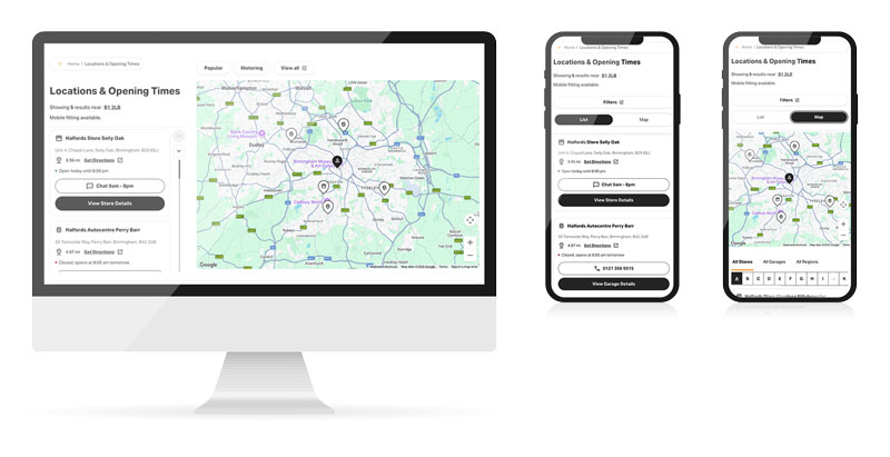 Halfords location pages redesign